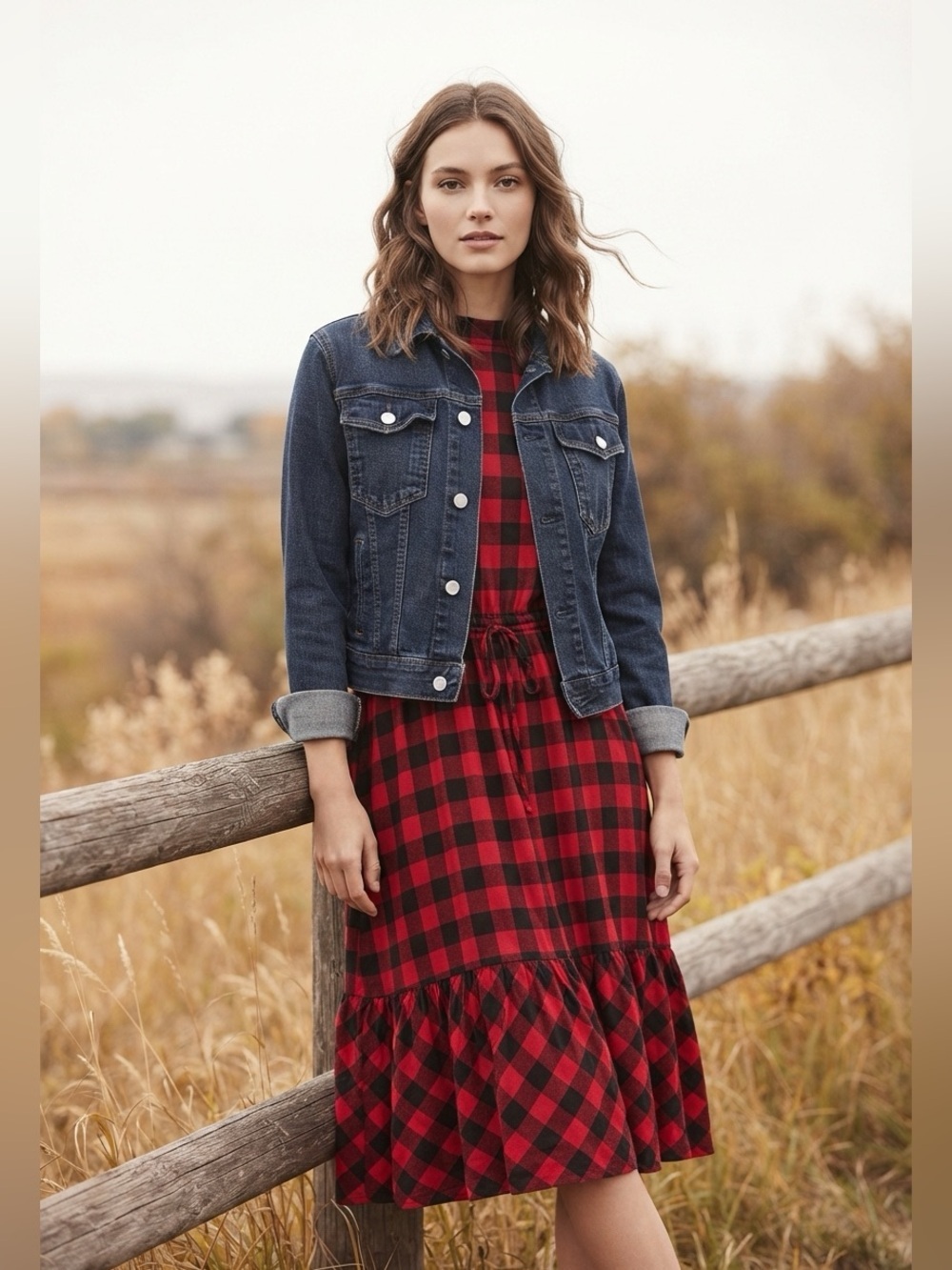 BP. Red Black Buffalo Plaid Sleeveless Mock Neck Midi Dress Large NWT - Picture 2 of 10